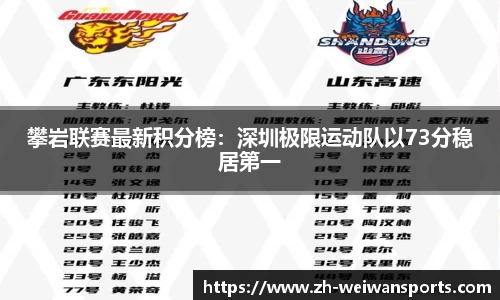攀岩联赛最新积分榜:深圳极限运动队以73分稳居第一